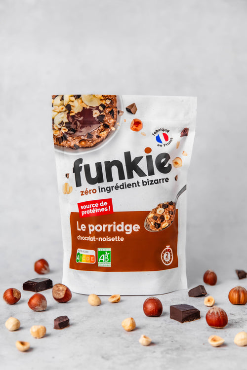 Porridge chocolat noisette Funkie – petit-déjeuner sain, bio et gourmand et fabriqué en France