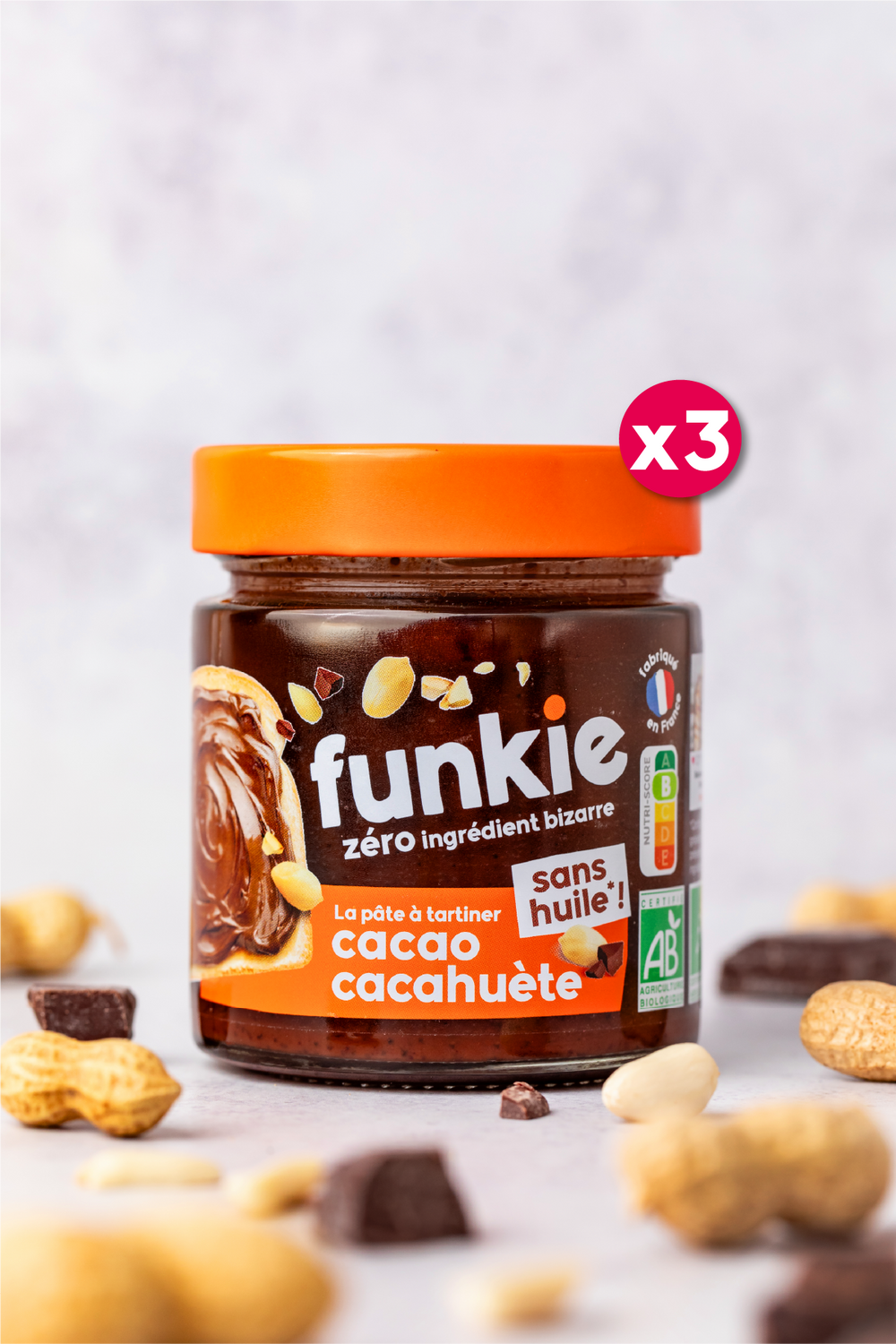 LOT pâtes à tartiner Onctueuse  • Cacao Cacahuète x3