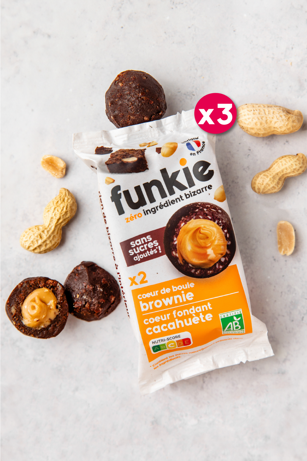 LOT Cœurs de Boule Brownie • Beurre de Cacahuète x3